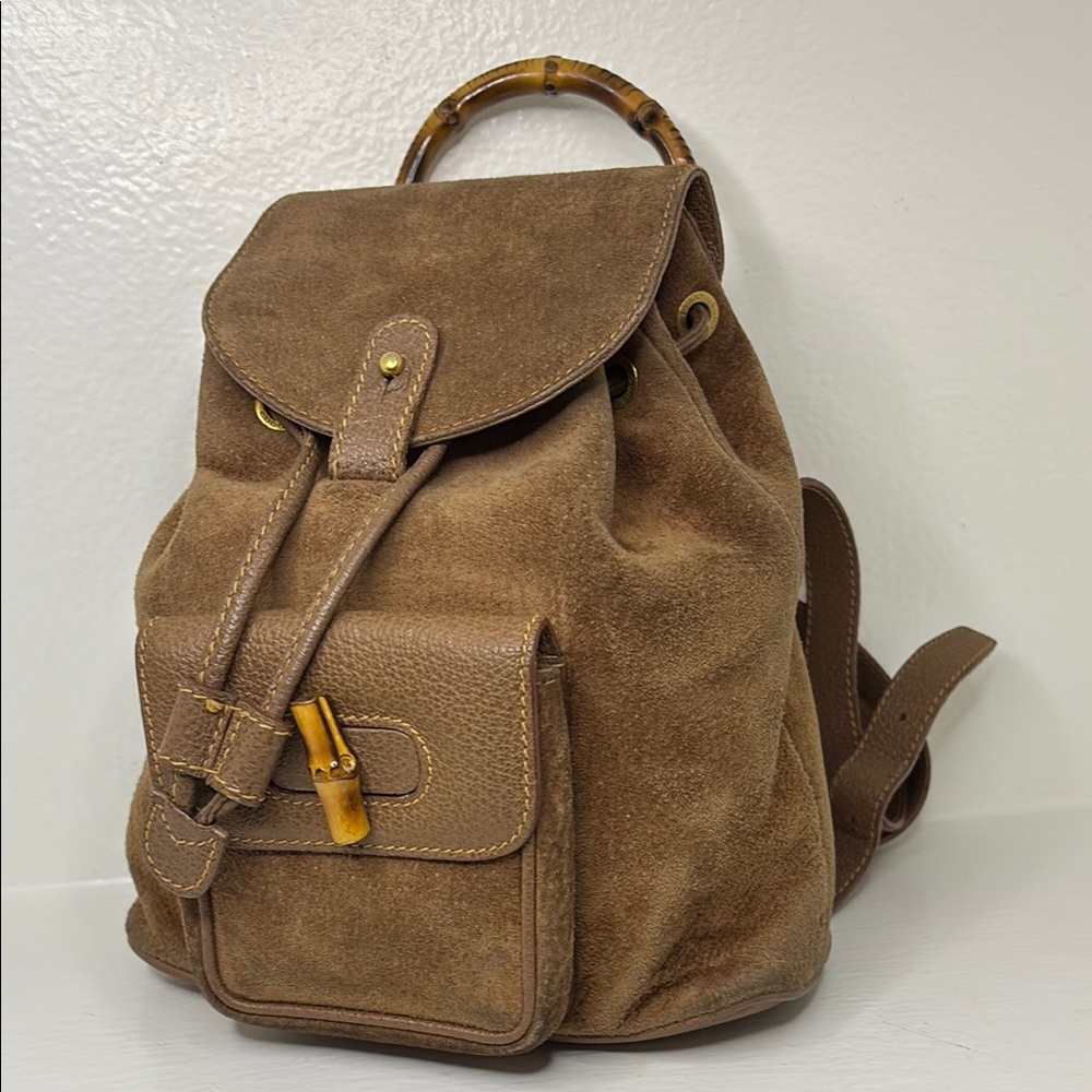 Gucci Backpack - Bamboo Suede - image 1